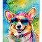 Edge Collections - 28" X 40" - Multicolor - Corgi Hippie Dawg Large Porch Design - 1 Piece